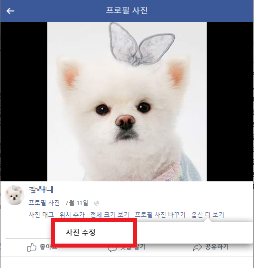 페이스북 프로필사진 수정